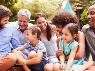 family sitting on the floor