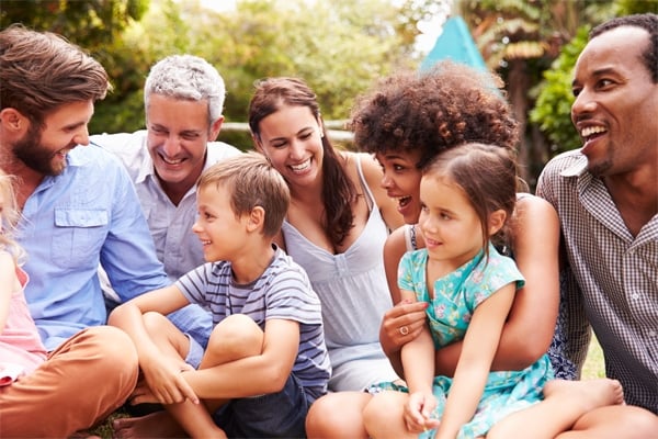 family sitting on the floor