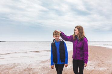 girl and boy at the beach