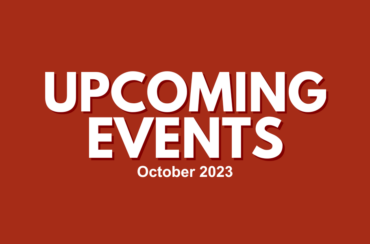 Orange background with white text: 'Upcoming Events - October 2023'