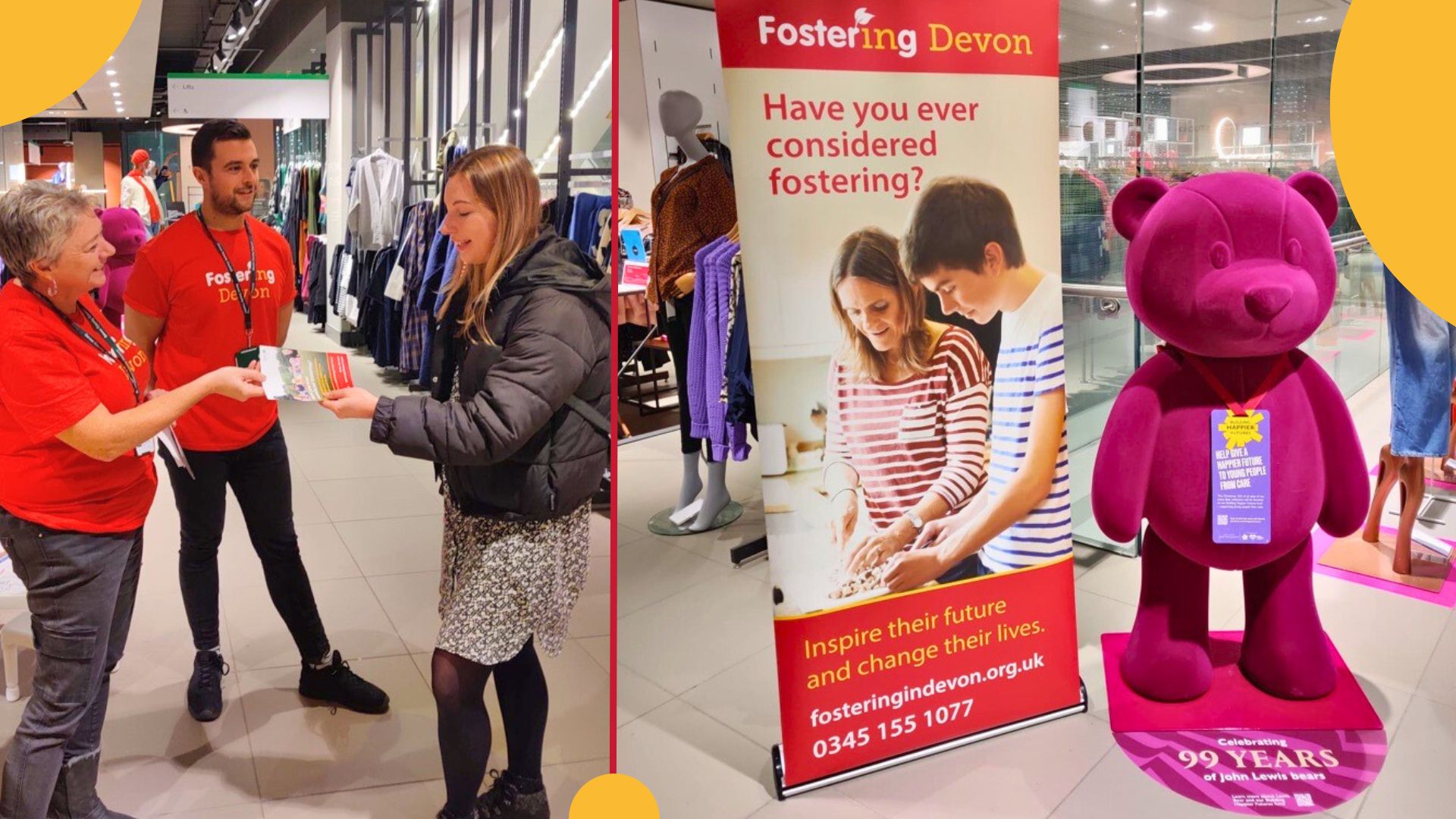 Fostering Devon stand inside John Lewis Exeter